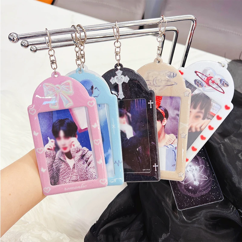 Three Inch Card Sleeve Love Card Sleeve Small Card Storage Book Printed Card Sleeve Key Chain Pendant Korean Style INS Cartoon 3