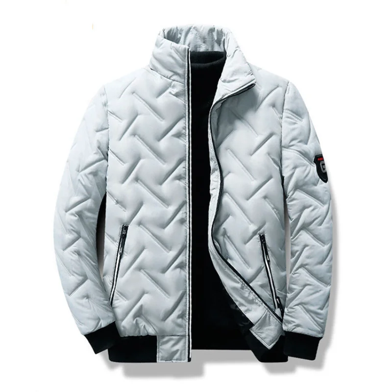 Men Autumn and Winter Korean Style New Zipper Cardigan Solid Color Pockets Splicing Loose Casual Versatile Long-sleeved Coat