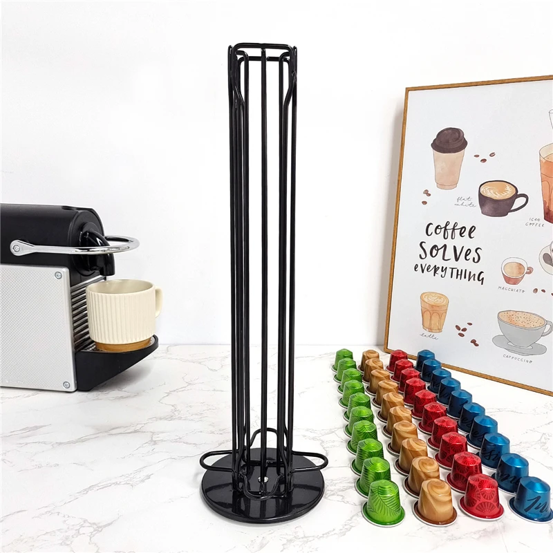 Coffee Capsule Dispensing Tower Stand Fits For 40 Nespresso Capsules  Storage Pod Holder Coffee Tamper Stand Storage Rack