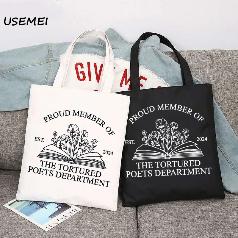 

The Proud Member Tortured Poets Department Tote Bags Canvas Handbag Women's Larger Tote Bags Aesthetic Juje Reusable Bags