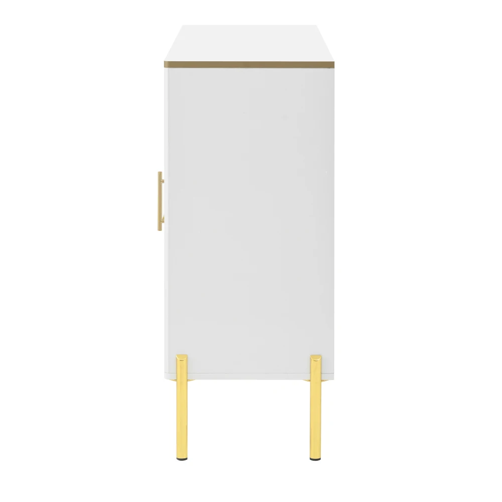 PINGGO Modernes Sideboard mit Glasfronten, Weinregal, Verstellbaren Füßen und Stauraum für Esszimmer und Wohnzimmer – Detail 17
