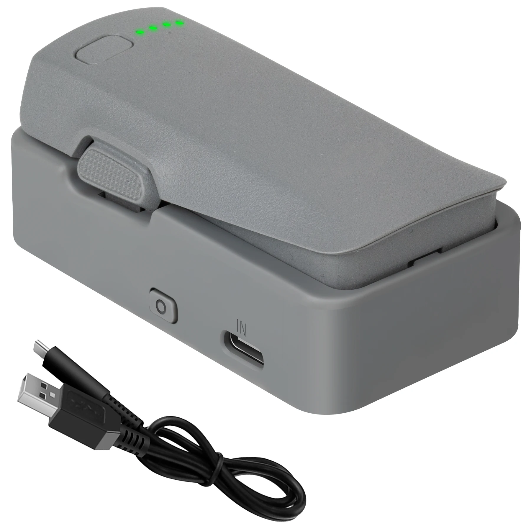 Chargeur USB pour batterie DJI Neo2 - 5V/3A, 2 ports, gris clair/vert clair
