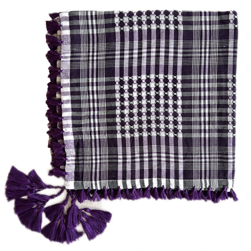 

Checkered Pattern Fashion Shemagh Scarf Desert Scarves with Fringed Tassels Arabian Shawl Wrap Neckerchief Head Scarf