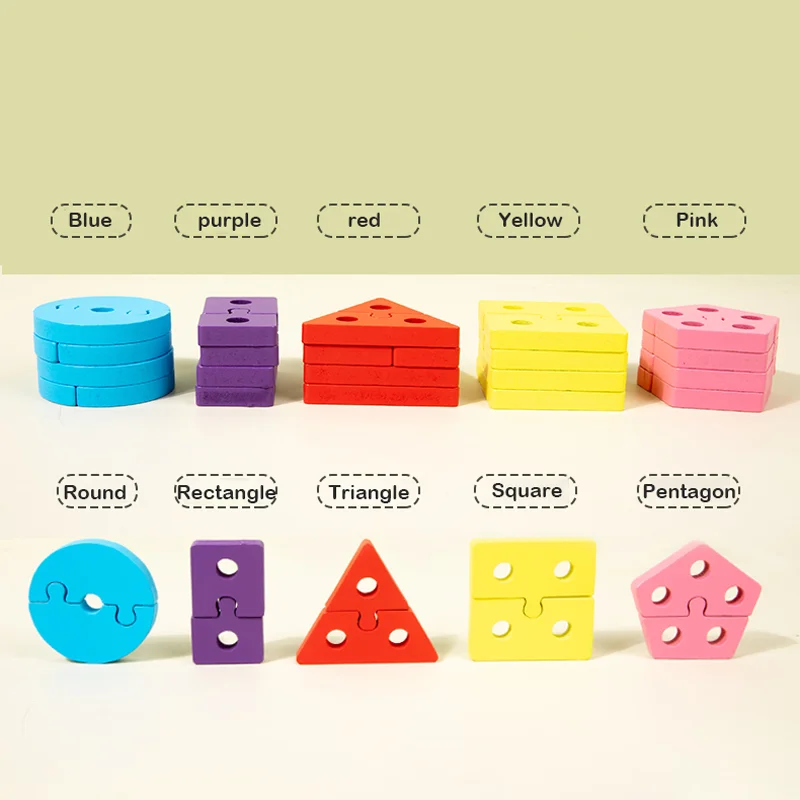 2-in-1 Wooden Early Learning Toys, Shape and Color Matching, Fishing Game, Infant and Toddler Puzzle Blocks, Enlightenment Set