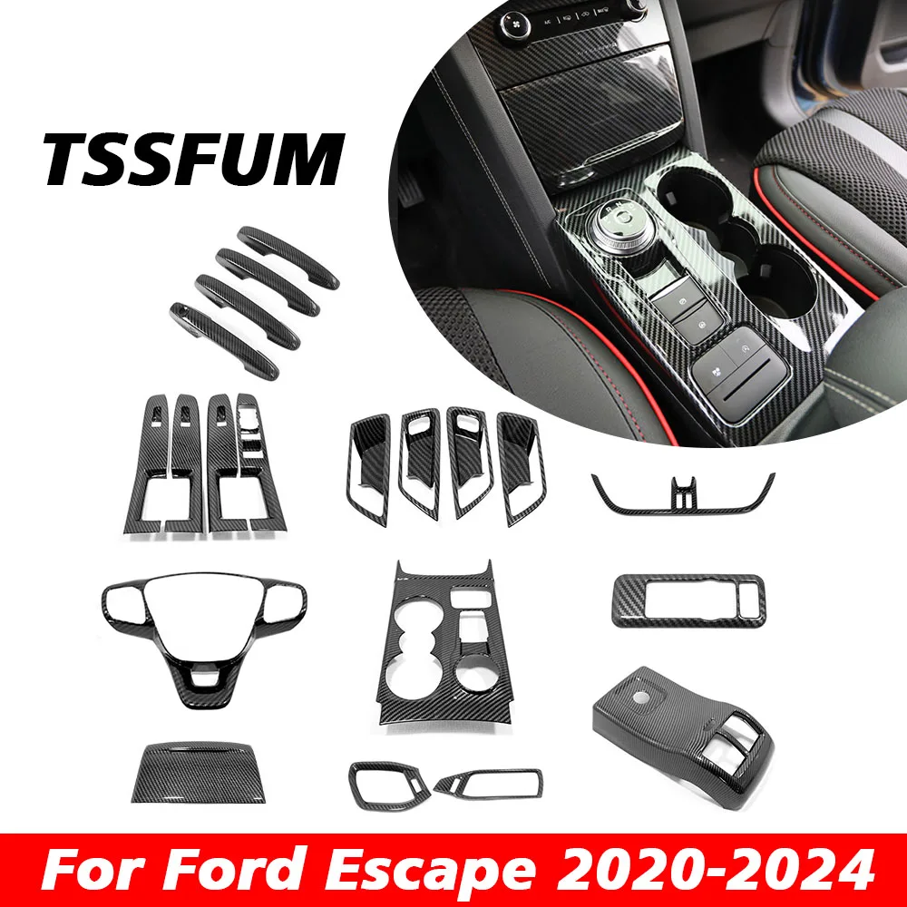 Per Ford Escape St Line Titanium Car Interior In Fibra Di Carbonio Set Completo Sticker Center Control Gear Shift Panel Cover Accessori