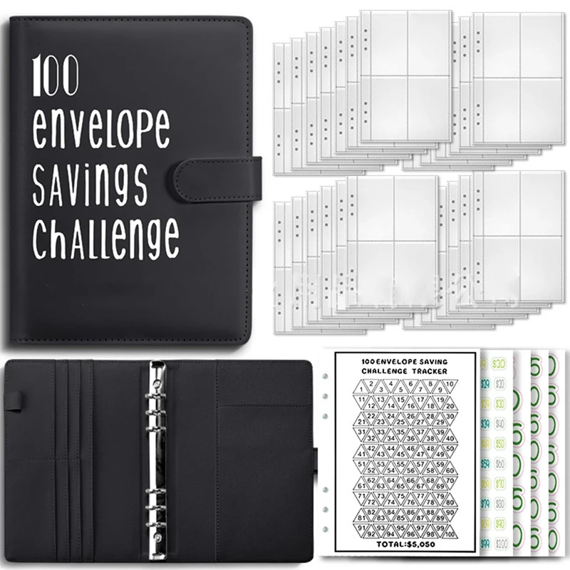 

PPYY-100 вызов для связывания конвертов, папка формата A5, бюджетная книга с наличными конвертами, 100 конвертов, задача экономии 5050