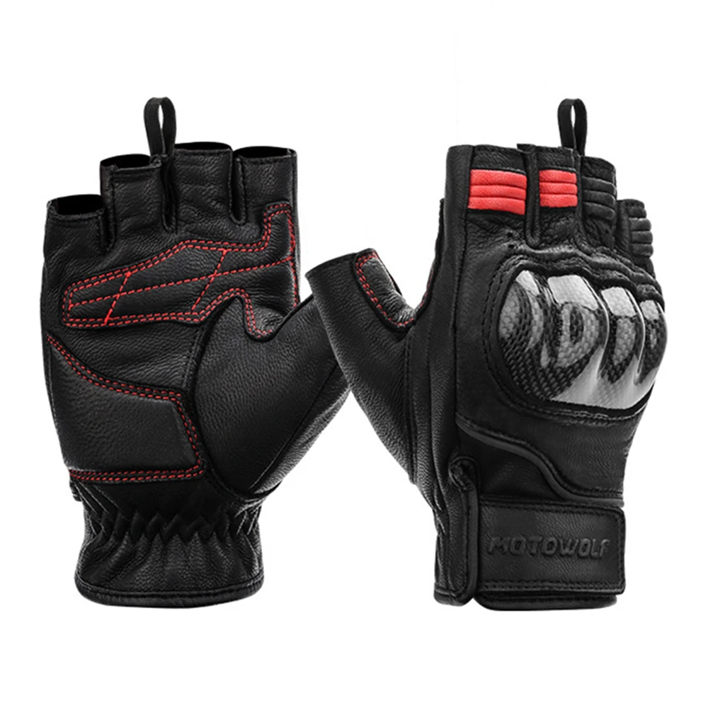 

Touchscreen Leather Motorcycle Gloves Motocross Moto Motorbike Protective Gear Racing Half Finger Glove Men