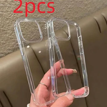 2PCS High Quality Acrylic Transparent Smooth Glossy Phone Case For iPhone 17 16 Pro Max 15 14 13 12 11 XS X XR 7 8 Plus 16 Cover 1