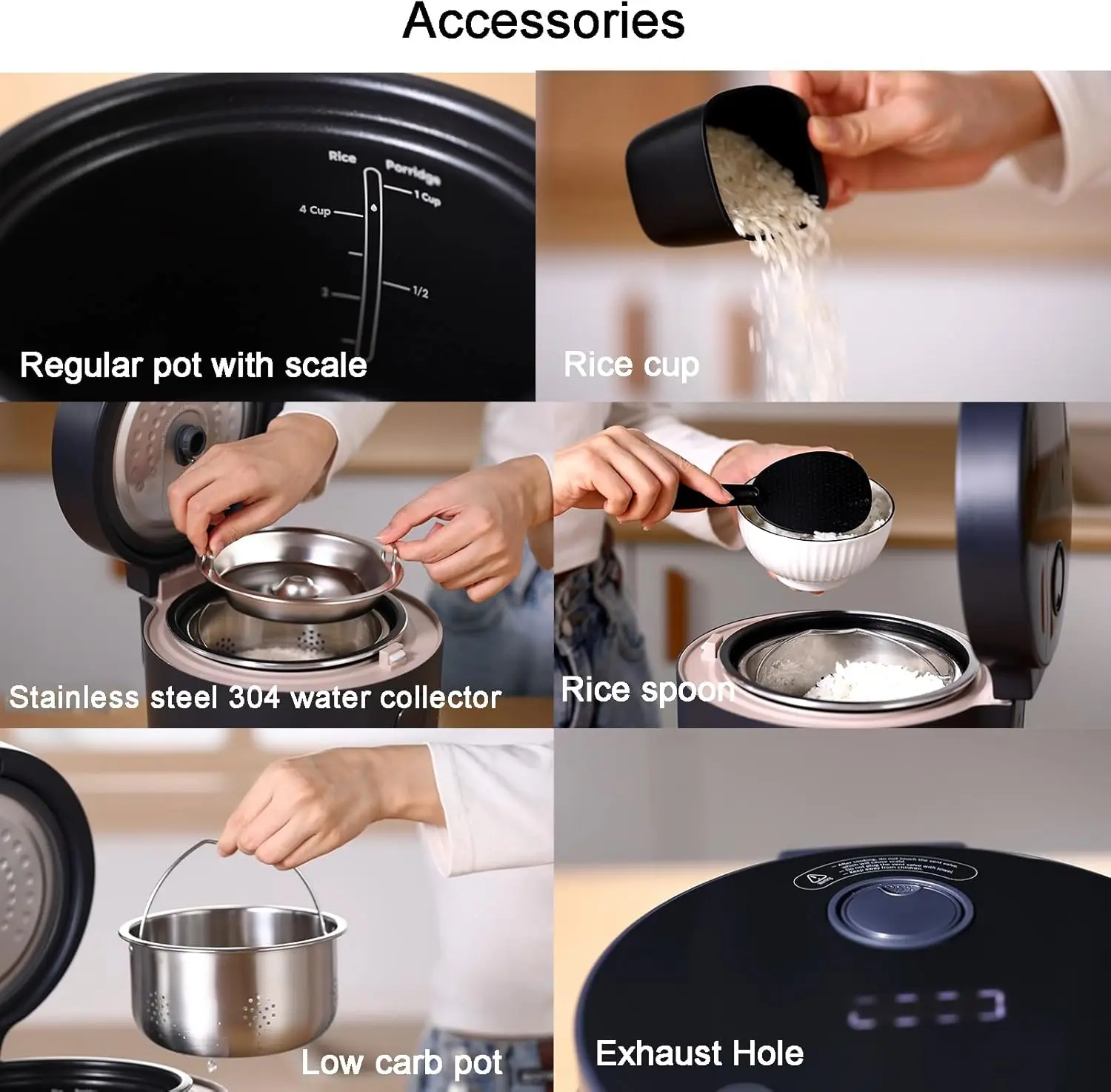Reducing Rice Cooker 2 Cups Uncooked Small Induction Rice Cooker Maker Rice and Grain Multi-Cooker with Stainless Steel Inner Po 4
