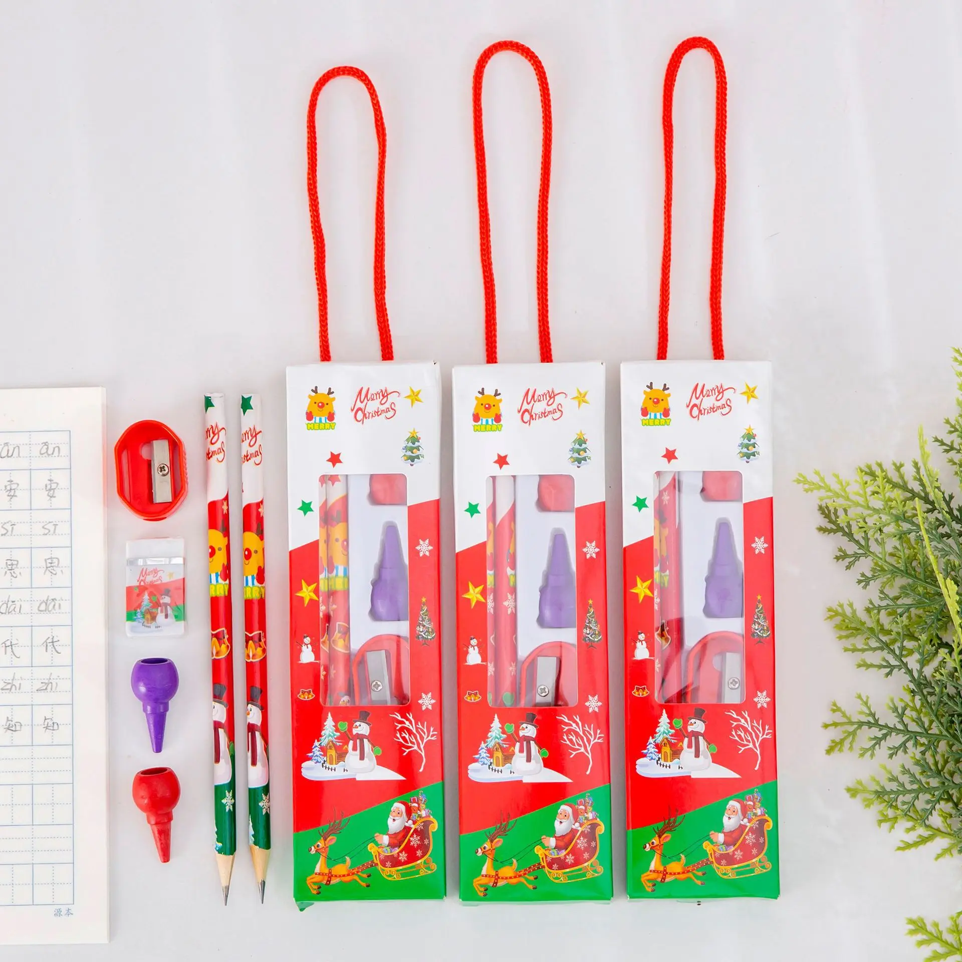 6pcs Christmas Series Kids Stationery Set Students Pencil Eraser Pencil  Sharpener Pen Holder Kit School Rewards Supplies Gifts - AliExpress