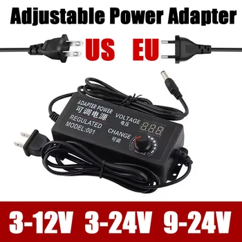 อะแดปเตอร์แปลงไฟแบบปรับได้ AC เป็น DC 3V 12V 3V 24V 9V 24V อะแดปเตอร์อเนกประสงค์พร้อมหน้าจอแสดงผล ควบคุมแรงดันไฟฟ้า สำหรับโฮเวอร์บอร์ด 1