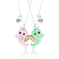 BESTONEDAY 9 Styles Best Friends Love Couple Pendant Necklace Rainbow Broken Heart BFF Good Friends Friendship Jewelry Gift 3