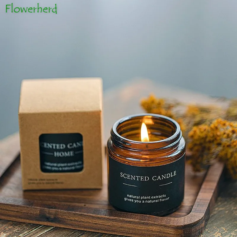 Chrstmas Gifts Vintage Scented Candles Set Flower Jar Candle Fragrance Soy  Wax Natural Candle With Tin Can Wedding Birthday Home