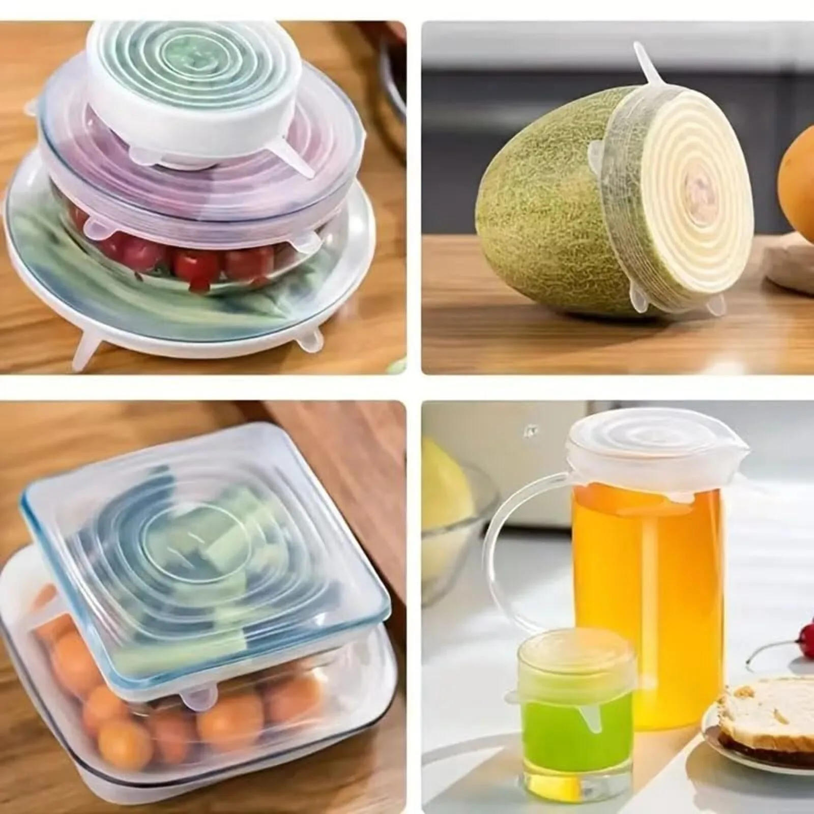 6PCS/Set Multifunctional bowl cover Fresh-keeping Cover Silicone Lids Refrigerator Sealing Preservation Film Kitchen Accessory