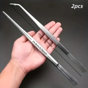 2pcs Professional Stainless Steel Kitchen Tweezers - Cooking Clamps For Electroplating, Seafood, Grilling, Precision Cooking 1