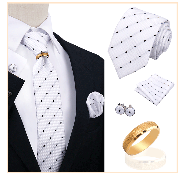 Männer Krawatten mit Ring Brosche Pin Set Marke Designer Paisley Plaid Krawatte Taschentuch Manschettenknöpfe Hochzeit Party Geschenk Männer Zubehör – Detail 38