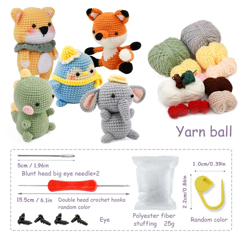 The Woobles Crochet Kit Diy Beginners Animal Toolkit Cute Hand-Woven Doll Easy  Peasy Yarn And Video Tutorials Christmas Gift - AliExpress