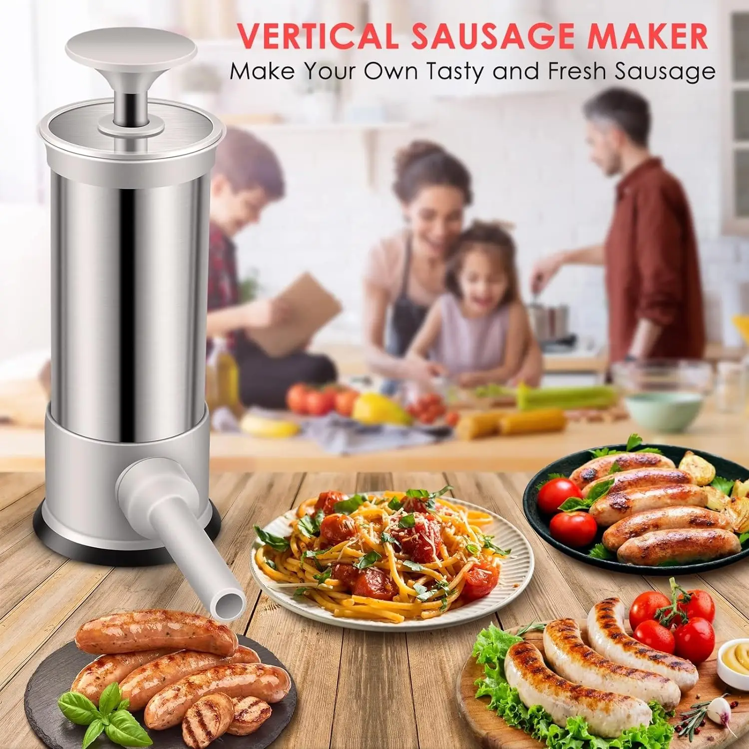 Stainless Steel Sausage Meat Stuffer Vertical Sausage Maker Homemade Kitchen Meat Maker Tool Filler sausage stuffer