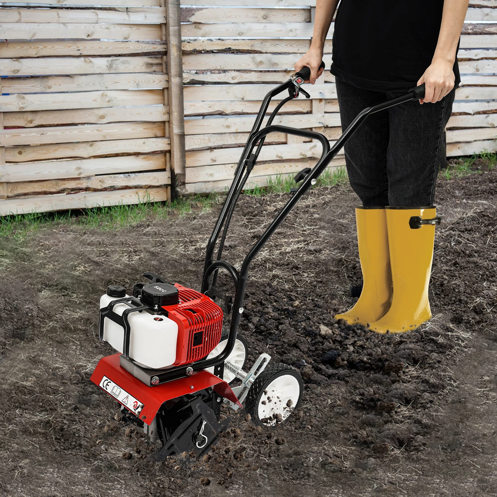 Gas Powered Mini Tiller Cultivator Effortless Garden Tools for Turn Soil and Open Furrows 4