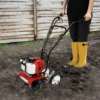 Gas Powered Mini Tiller Cultivator Effortless Garden Tools for Turn Soil and Open Furrows 4