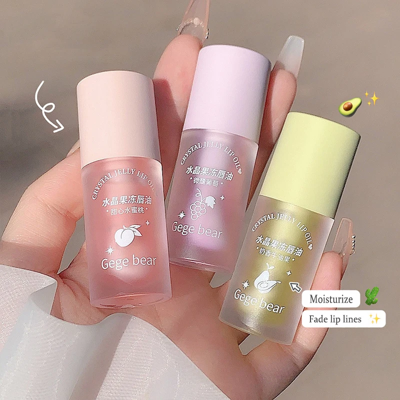 Crystal Jelly Lip Oil Hydrating Plumping Lip Coat For Lipstick Lipgloss Tinted Clear Lip Plumper Serum Lip Care Fruit Lip Balm 4
