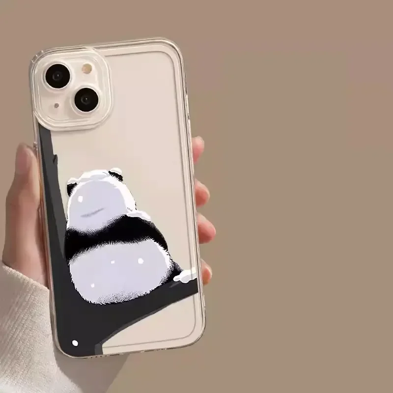 Adorable Cartoon Panda Soft Clear Phone Case - Funny Animal Design