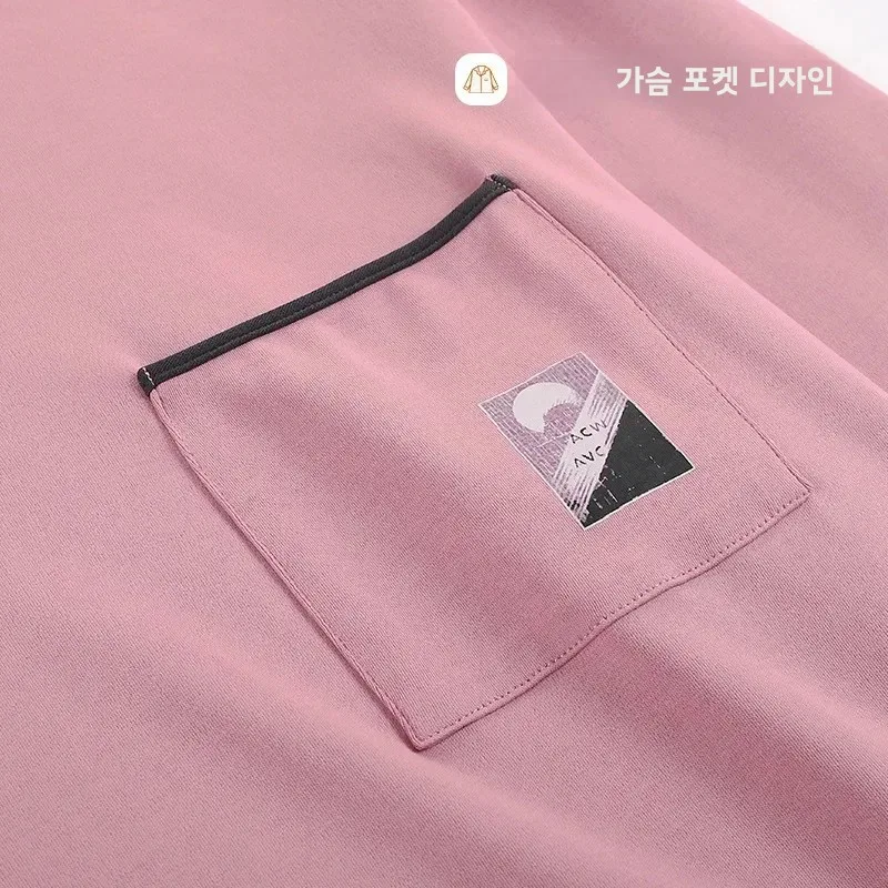 새로운 면 파자마 남성용 긴팔 라운드넥 헤드커버 스타일 홈웨어 세트 편안하고 통기성 좋은 잠옷 세트