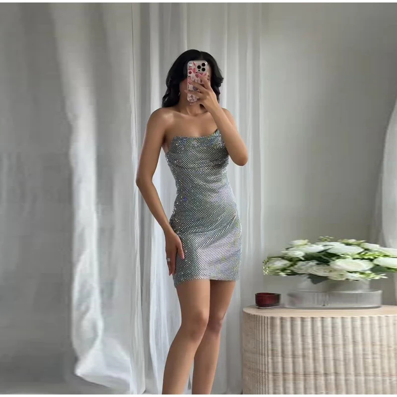 Zweiteiliger Damenanzug mit Pailletten, Neckholder, ärmellos, aushöhlen, Oberteil, kurzer Rock, 2025, schicke Dame, täglich, lässig, Abendparty-Outfits – Detail 37