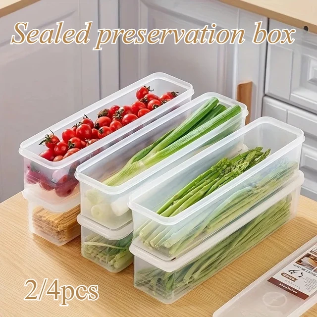 Boîte de rangement pour aliments frais, 2/4 pièces, conteneur de conservation des aliments frais, réfrigérateur froid scellé, boîte de rangement de fruits frais de cuisine avec couvercle, pots 1
