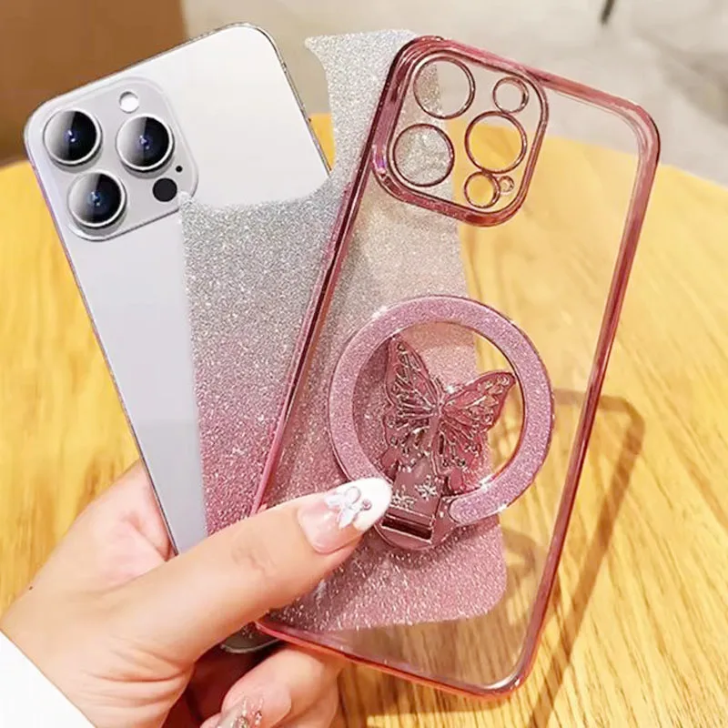 Butterfly Ring Stand Phone Case with Enhanced Grip and Stylish Protection