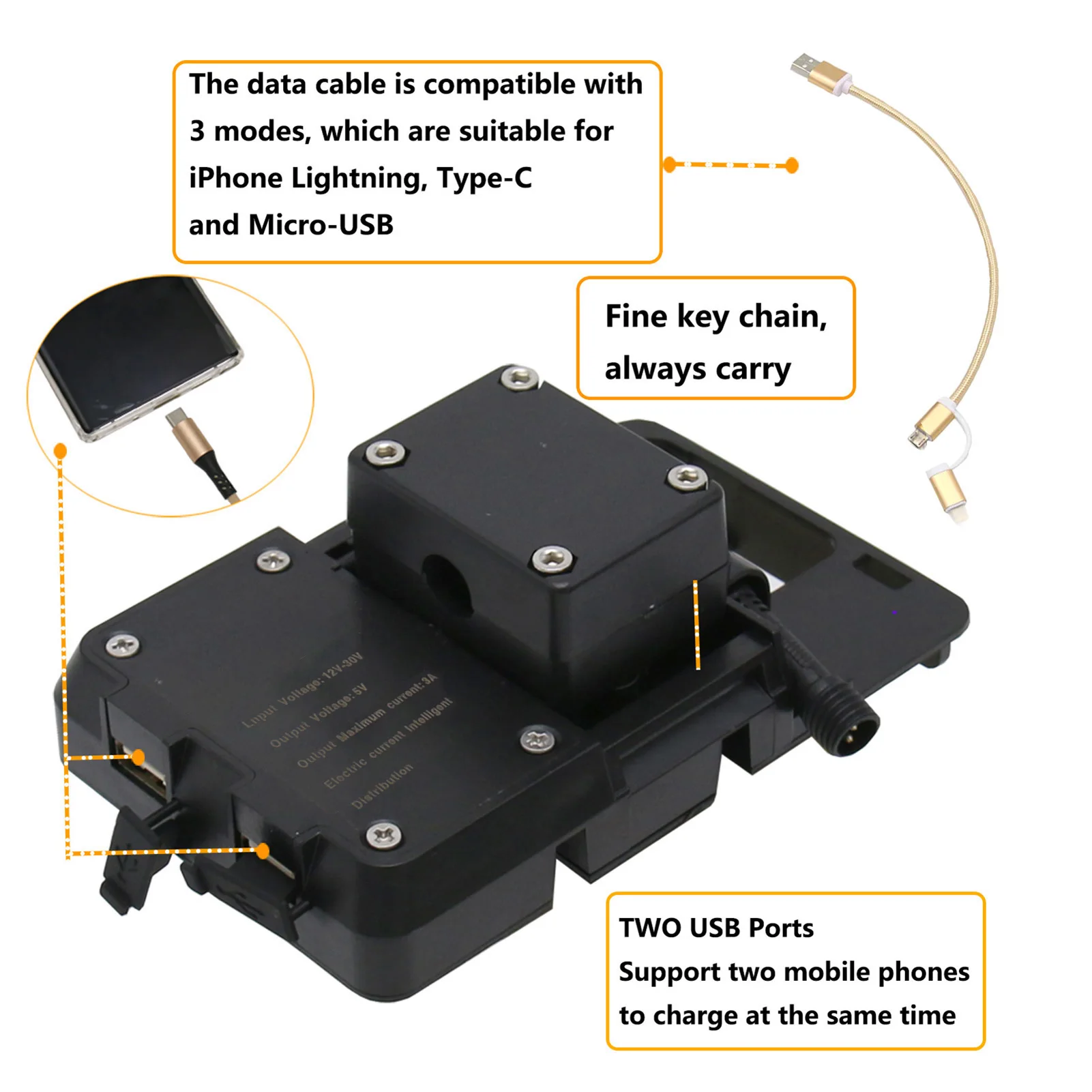 GPS Bar Mobile Phone Navigation Bracket Accessories with USB Replacement For BMW R1200GS LC and Adventure S1000XR R1200RS