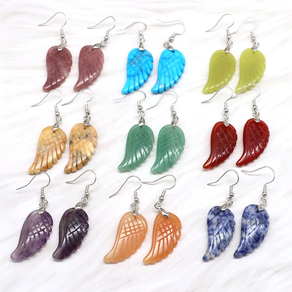 Pendientes De Piedra Natural Estilo Bohemio - Colgantes En Forma De Gota, Hipoalergénicos, En Caja De Regalo