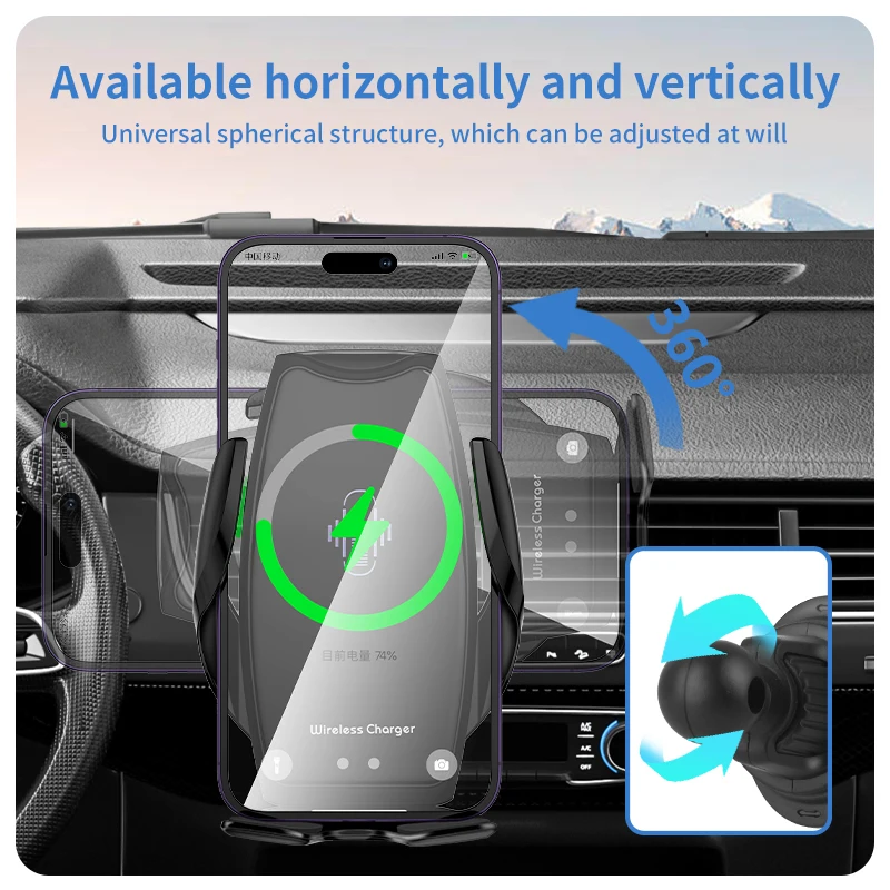 Eonline 3D Panda 100W Car Wireless Charger Magnetic Automatic Car Mount Phone Holder Induction For iPhone 15 14 Samsung Xiaomi