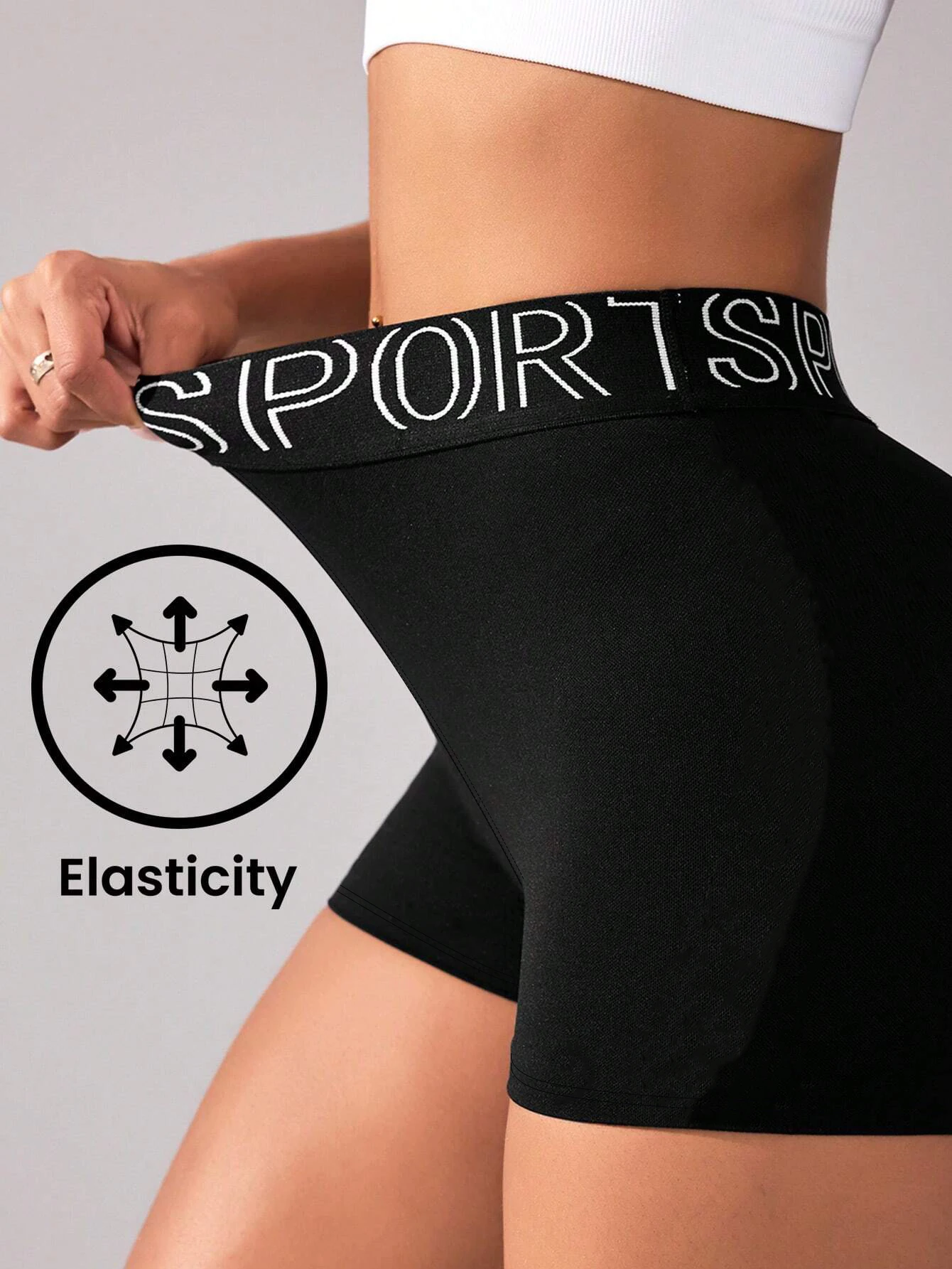 Women leggings High Waist Letter Waistband Solid Color Sports shorts for Breathable Quick Dry Running Gym Tennis Workout Shorts 2