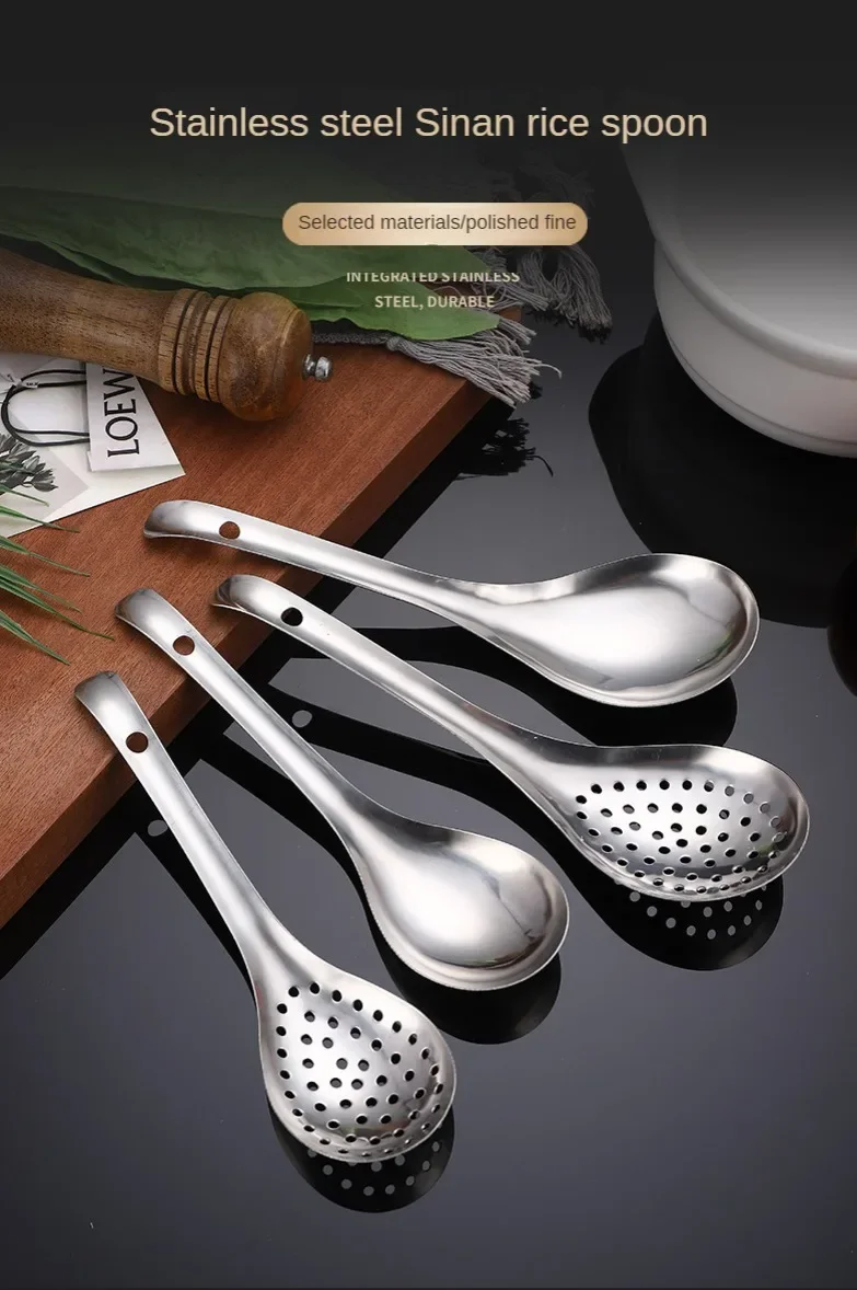 Description Picture 2 of item304 Stainless Steel Strainer Spoon Kitchen Colander Spoon Spoon Filter Strainer Food ScoopPerforated Skimmer Colander