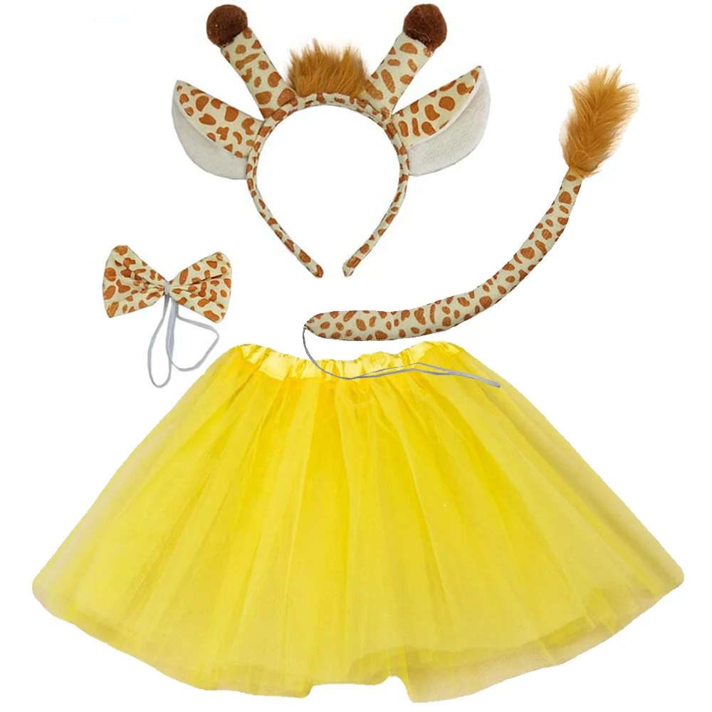 Kids GIRAFFE TUTU COSTUME Fancy Dress Halloween Tutu Ears Animal Accessory UK 