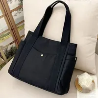 Canvas Women’s Shoulder Bag – Large Capacity Handbag with Multiple Outer Pockets, Zipper Closure, Casual Tote for Students & Shopping - Image 5