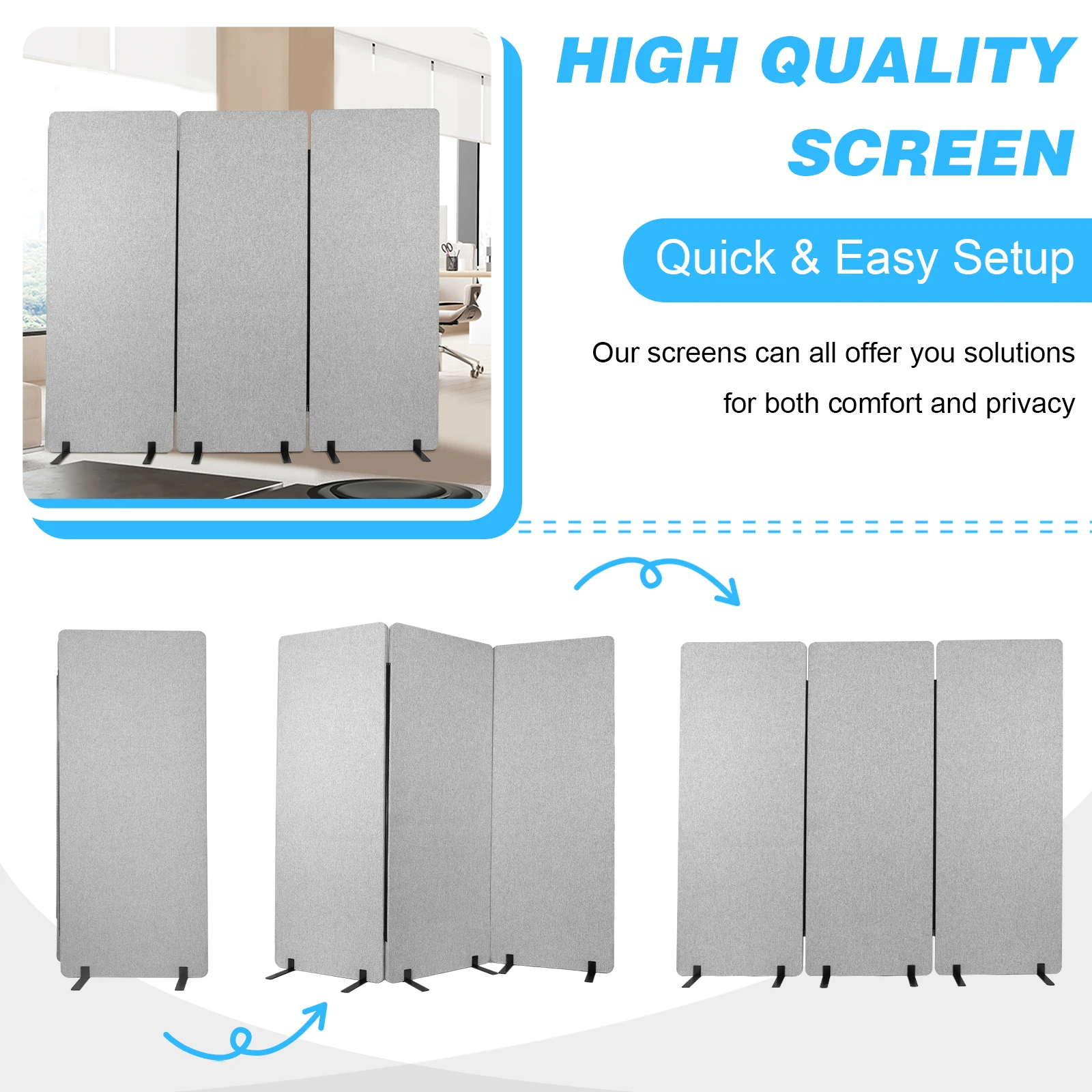 Portable Folding Room Dividers Soundproof Privacy Panels