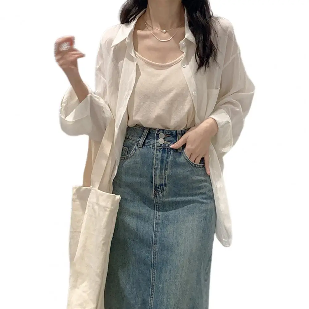 

Женская рубашка свободного кроя, универсальный комплект из жилета, женская рубашка с лацканами и длинным рукавом, комплект с накладным карманом, однотонный стильный комплект