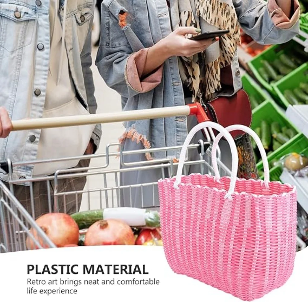 Outdoors Handmade Basket with Handle Camping Picnic Basket For Wine Flower Shopping Storage Hamper Kitchen Organizer Home Decor storage bag camping storage bag wine tote bag