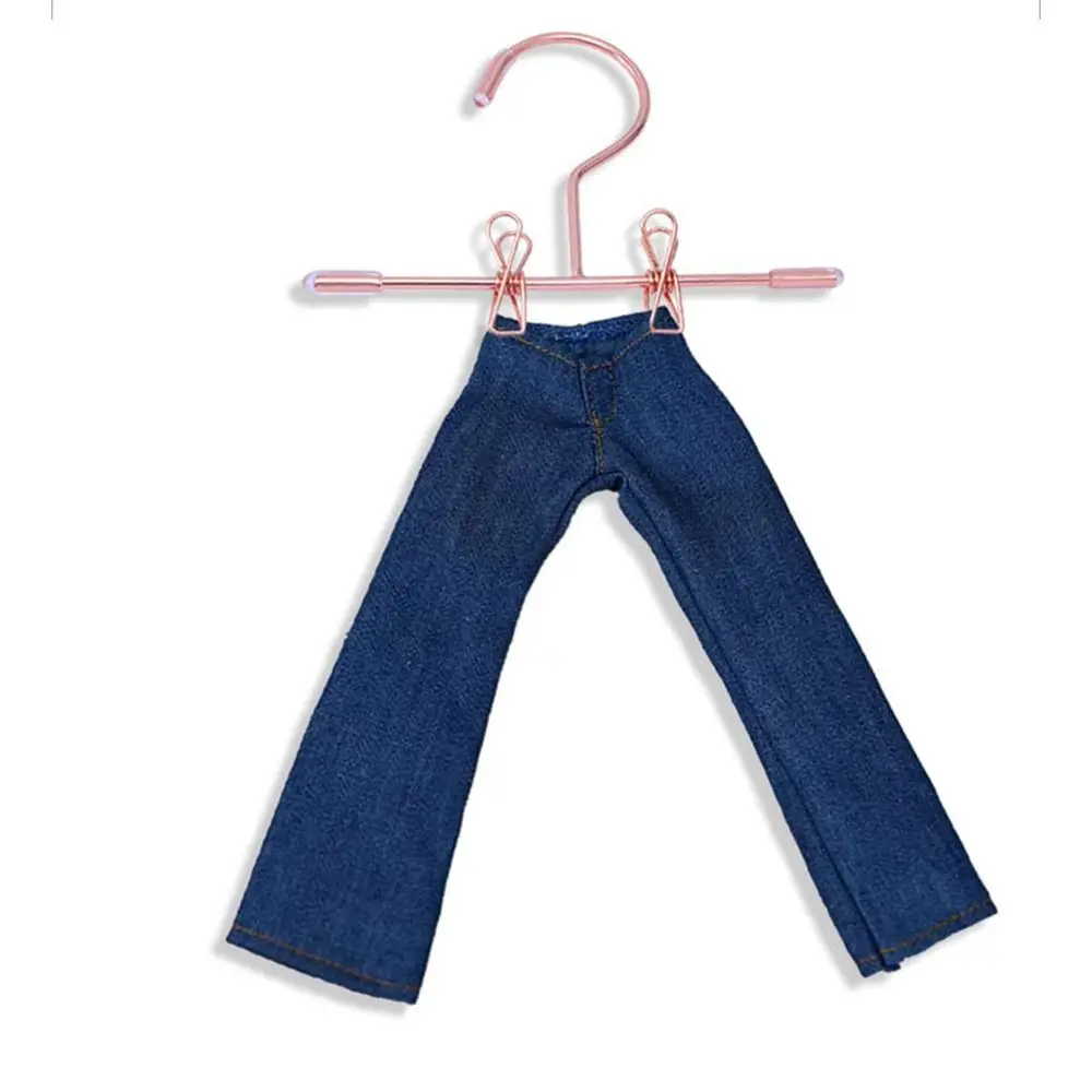 5PCS Gold Silver Doll Clothes Hangers Doll Accessories 75mm/120mm Miniature Hanger Mini Wardrobe Metal Mini Trouser Sock Clips