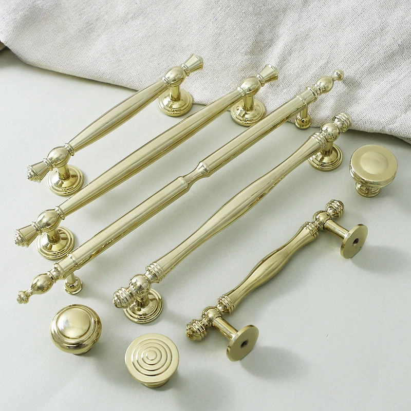 

Gold Solid Brass Furniture Handles Handles for Cabinets and Drawers Kitchen Furniture Handle Cabinet Knobs Drawer Hardware Home