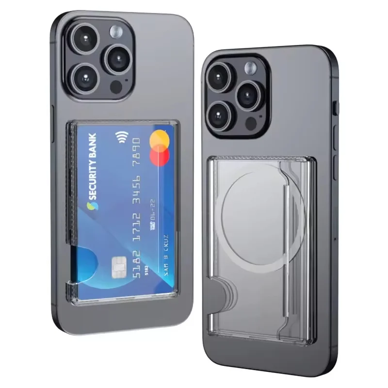 Magnetic Transparent Phone Case Wallet with Strong Adsorption and Portable Card Slots