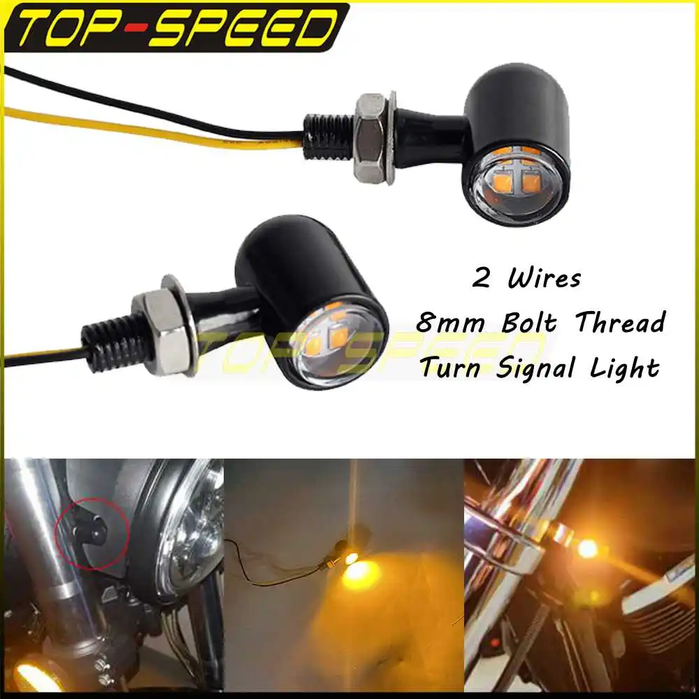 

8mm 12V Motorcycle Turn Signals Light Universal Amber LED For Suzuki Kawasaki Yamaha Hyosung Aprilia Buell Harley Honda Street