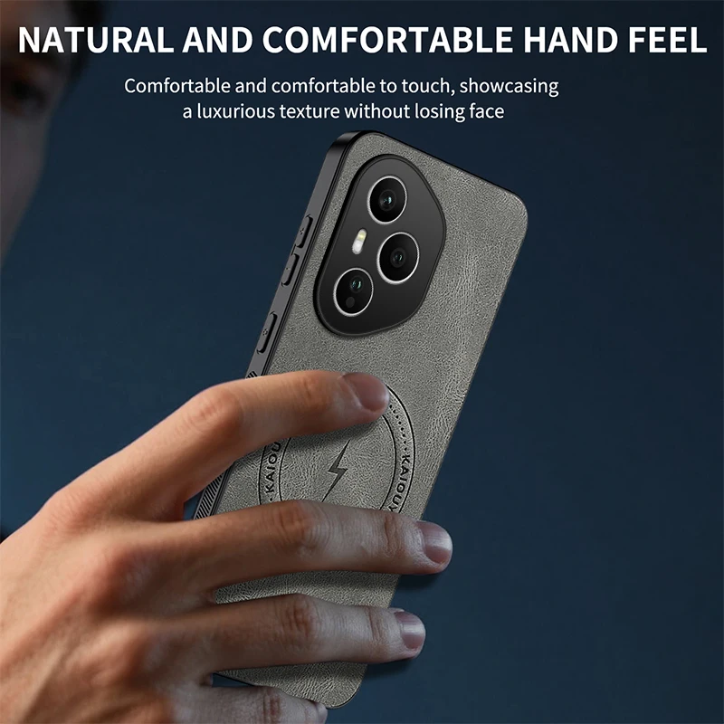 Luxury Leather Texture Wireless Charging Magnetic Phone Case - Shockproof Cover