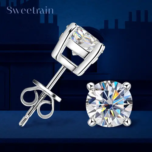 0.5-2ct Moissanite Diamond Stud Earrings 18K Yellow Gold Plated 925 Silver Wedding Earring for Women Men Luxury Jewelry with GRA - Image 9