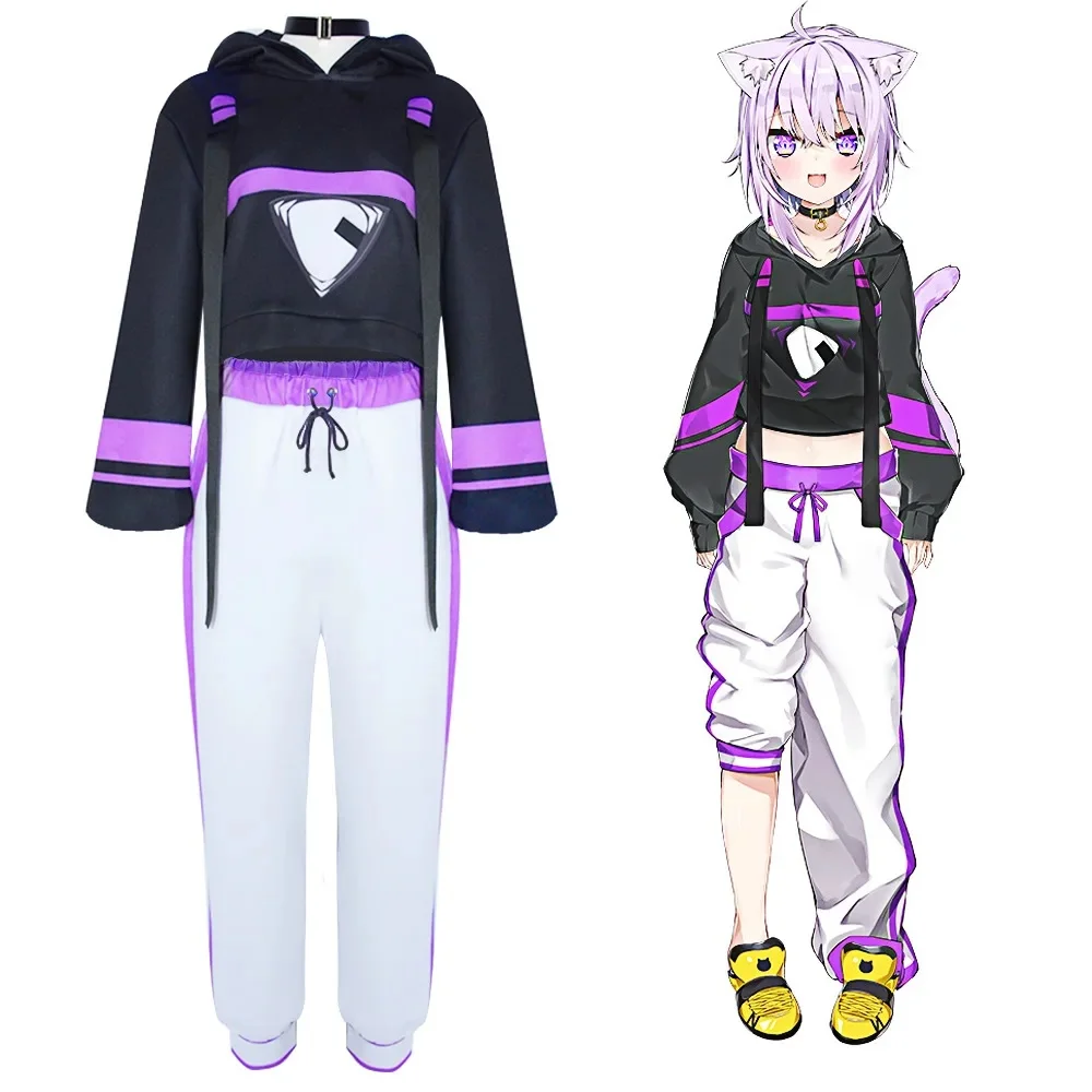 VTuber: Hololive Nekomata Okayu | Purple Hoodie Cosplay Costume 30 Hololive Nekomata Okayu Hoodie Cosplay Costume for Women (Unofficial)