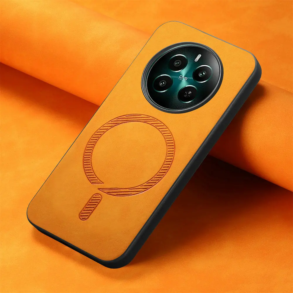 Luxury Leather Magnetic Back Panel Case with Wireless Charging Capability