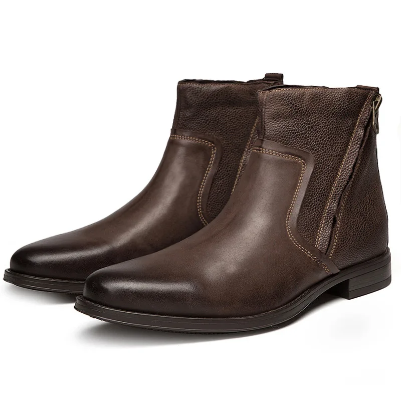 

Vintage Luxury Genuine Leather Men's Chelsea Boots Comfortable Fashion British Trend Designer Handmade Autumn Man Business Shoes