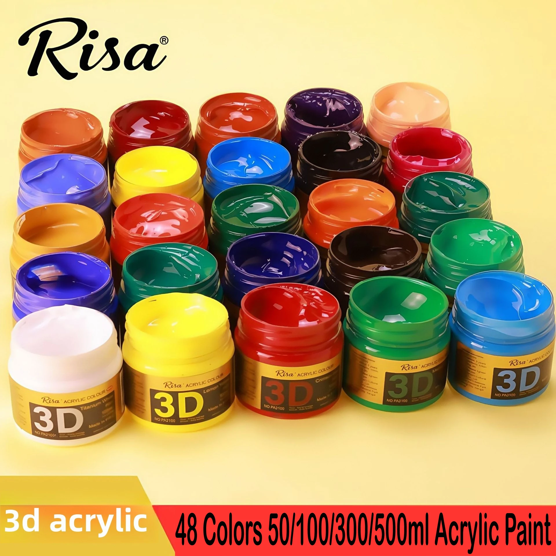 Professional Grade Acrylic Paint - 48 Vibrant Colors, Waterproof Pigments for Art and School Supplies
